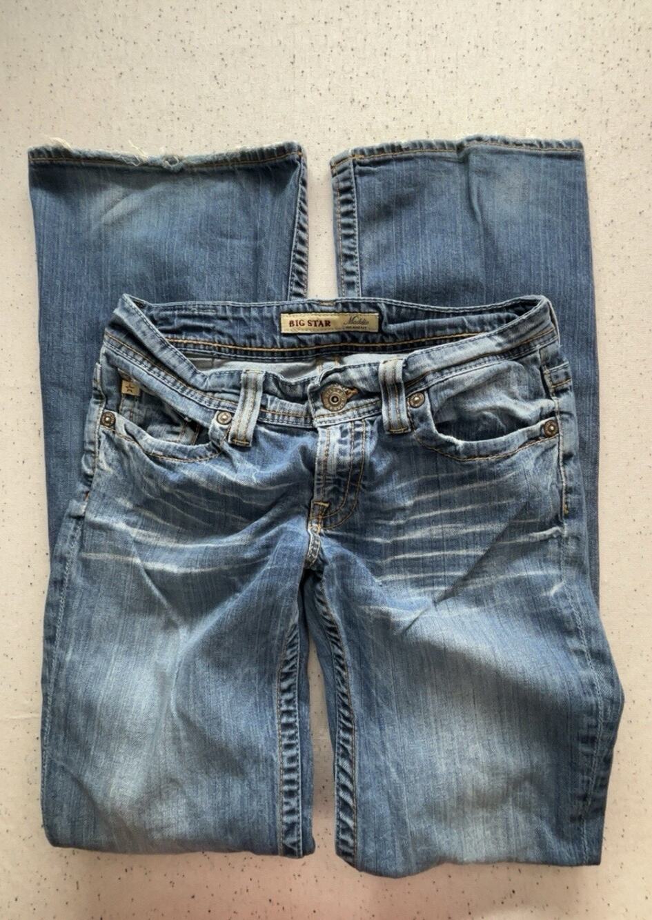 Big Star Maddie Bootcut Jeans Womens 28L Medium Wash Mid Rise Blue Denim Y2K